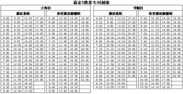 嘉定1路最新时刻表详解