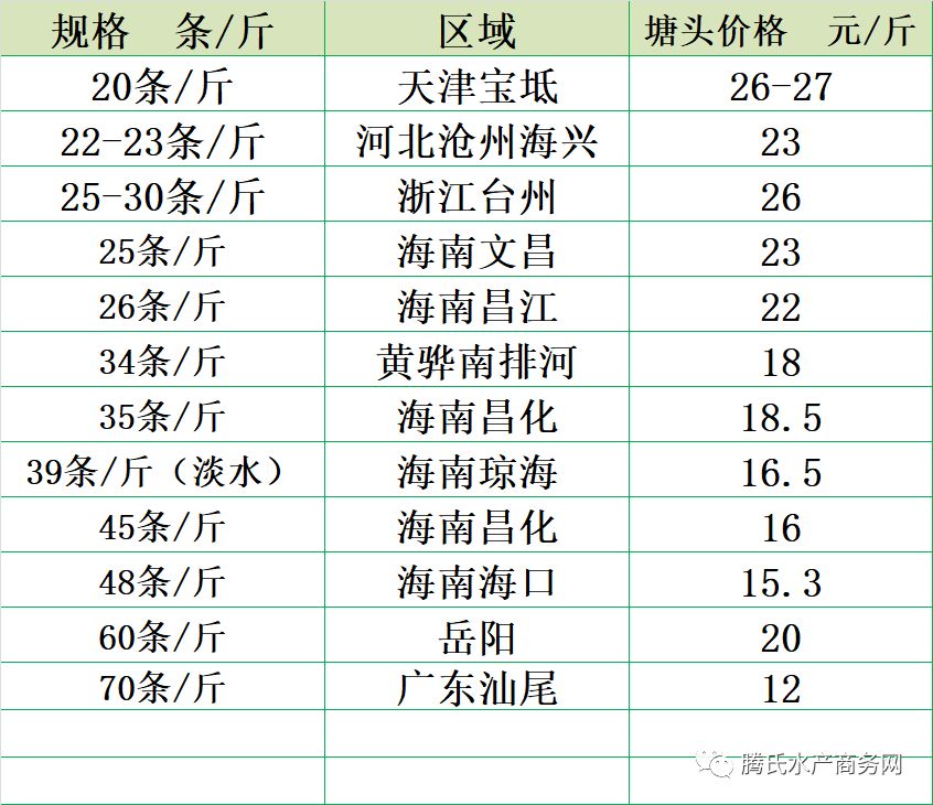 最新南美白对虾塘口价动态分析